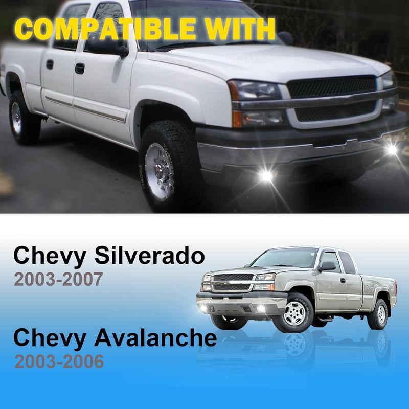 BOXLIGHT LED Fog Lights Compatible with 2003 2004 2005 2006 2007 Chevy Silverado All Models/ 2002 2003 2004 2005 2006 Chevy Avalanche, 1 Pair Front Bumper Driving Fog Lamps with Clear Lens - Image 5